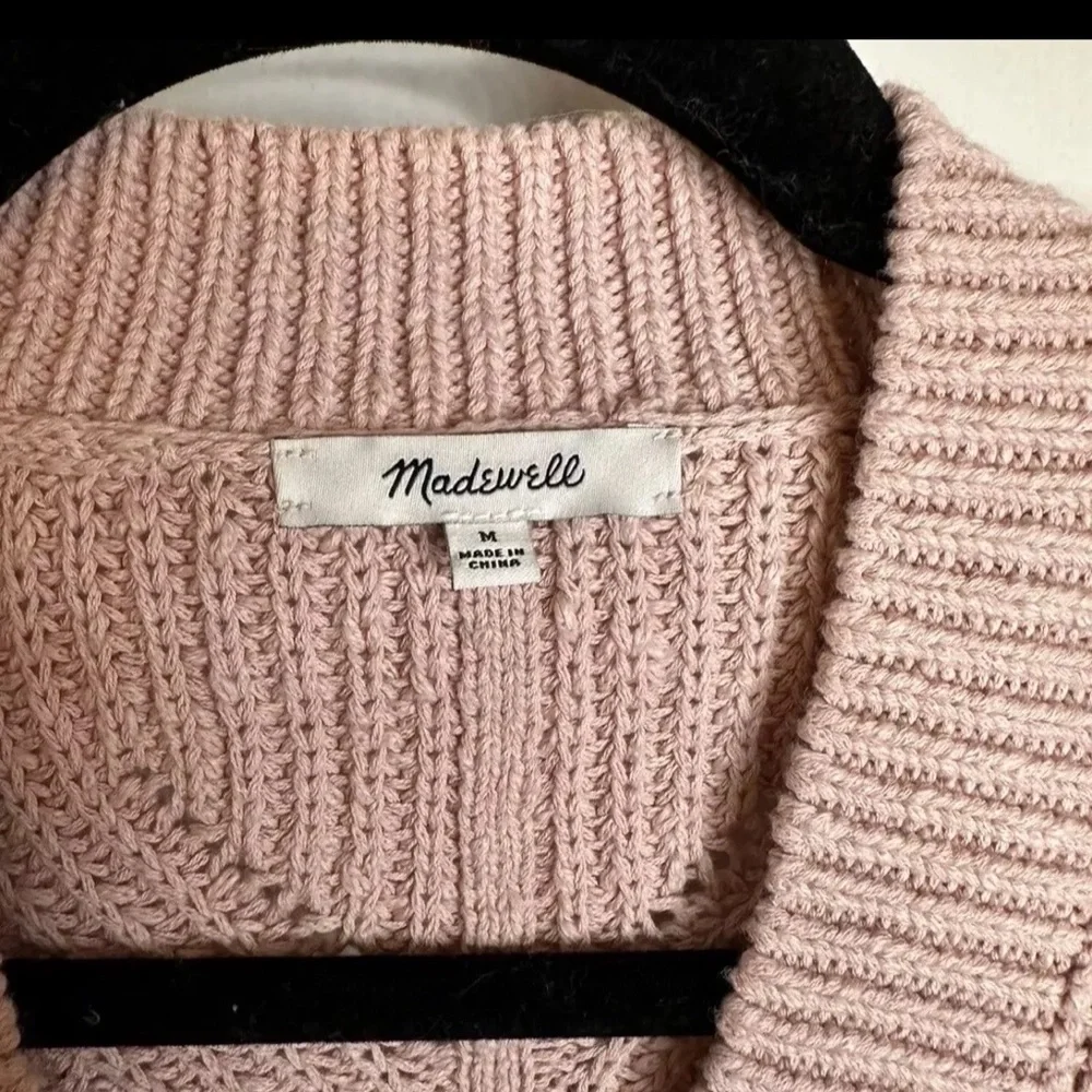 Madewell Women’s Medium Hillview Fisherman Cardigan Pink Sweater Cottagecore - Picture 4 of 6